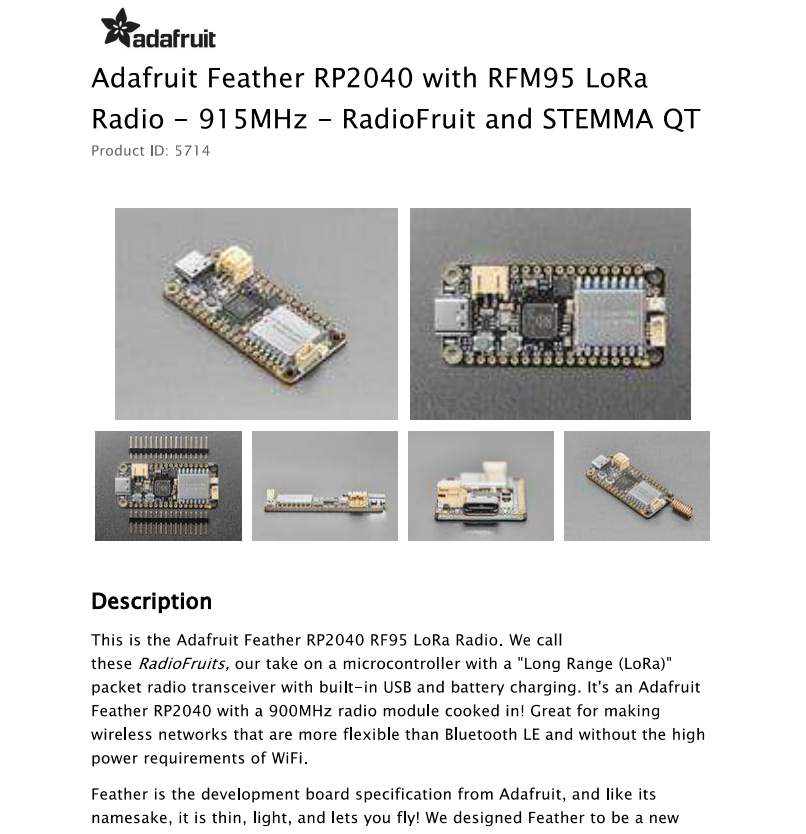 5714 Feather RP2040 with RFM95 - Lora Rfm95 recension och pris