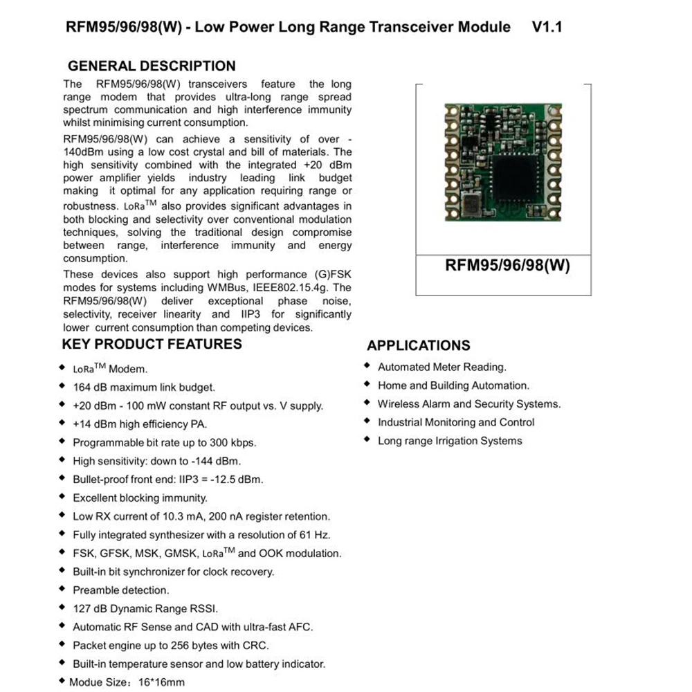 LoRa FSK GFSK 00K RFM95 RFM95W - Lora Rfm95 recension och pris
